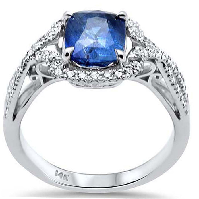 SPECIAL! 2.62ct G SI 14K White Gold Diamond & Blue Sapphire Gemstone Ring Size 6.5