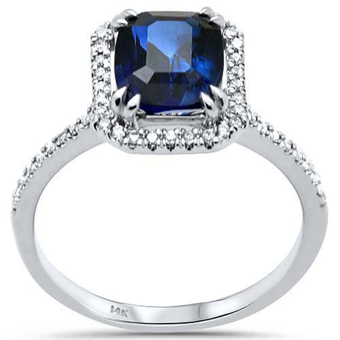 SPECIAL! 2.59ct G SI 14K White Gold Diamond & Blue Sapphire Gemstone Ring Size 6.5