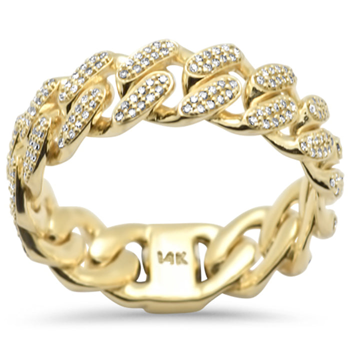 SPECIAL!.49ct G SI 14K Yellow Gold Men's Round Diamond Cuban Band Ring Size 10