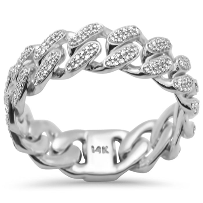 SPECIAL!.48ct G SI 14K White Gold Men's Round Diamond Cuban Band Ring Size 10