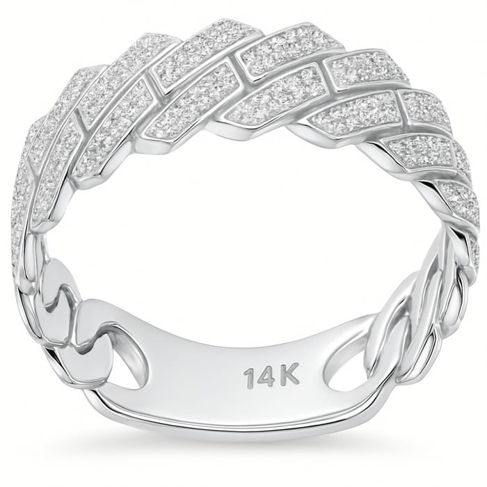 SPECIAL! .54ct G SI 14K White Gold Men's Round Diamond Square Cuban Band Ring Size 10