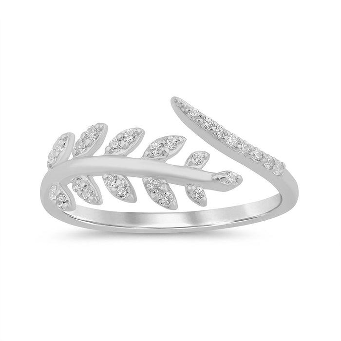 .16ct G SI 14K White Gold Round Diamond Olive Band Ring Size 6.5