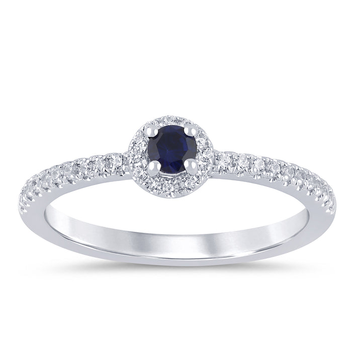 SPECIAL! .31ct G SI 14K White Gold Diamond Blue Sapphire Gemstones Ring Size 6.5