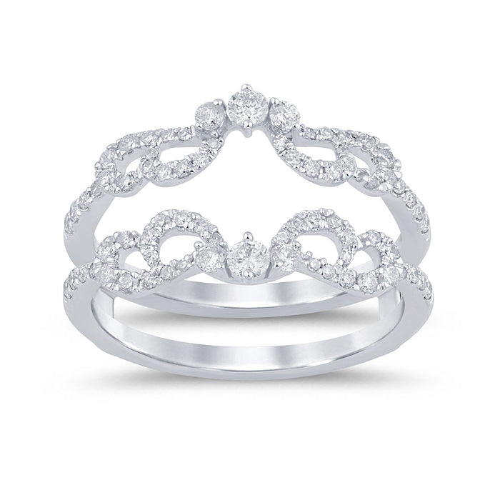 SPECIAL! .55ct G SI 14K White Gold Diamond Double Shank Ring Guard Size 6.5