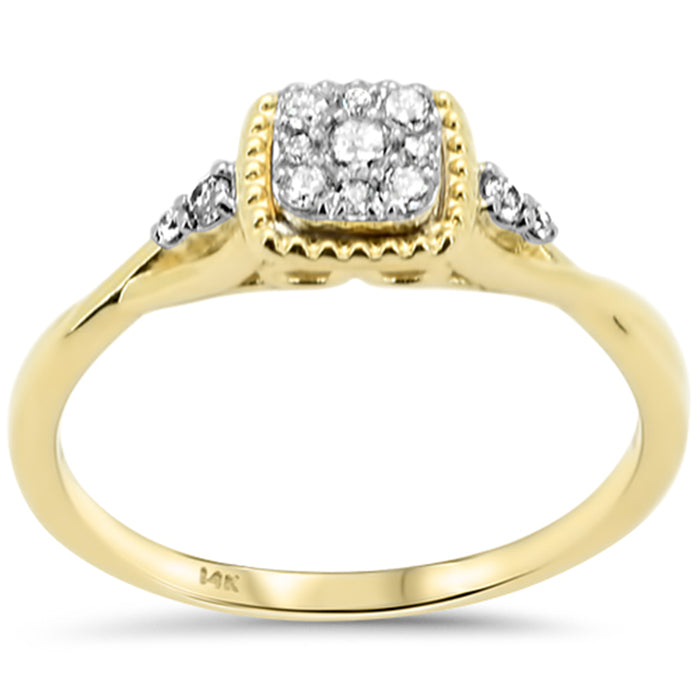 .16ct G SI 14K Yellow Gold Square Shaped Diamond Engagement Ring Size 6.5