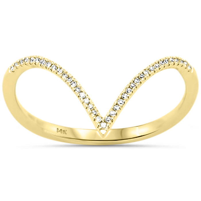 .07ct G SI 14K Yellow Gold Diamond V-Shape Band Ring Size 6.5