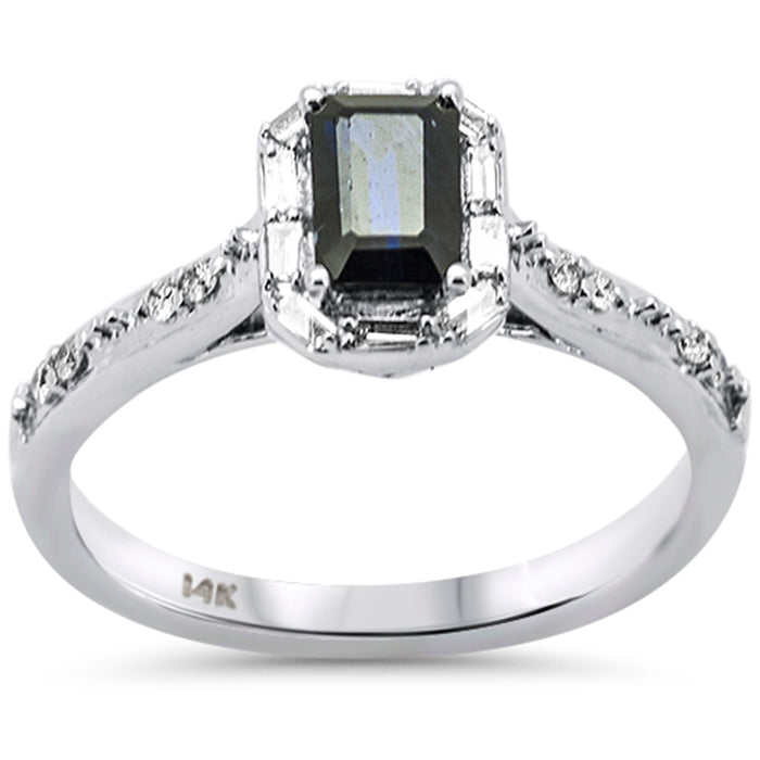 SPECIAL! .91ct G SI 14K White Gold Diamond & Blue Sapphire Gemstones Ring Size 6.5