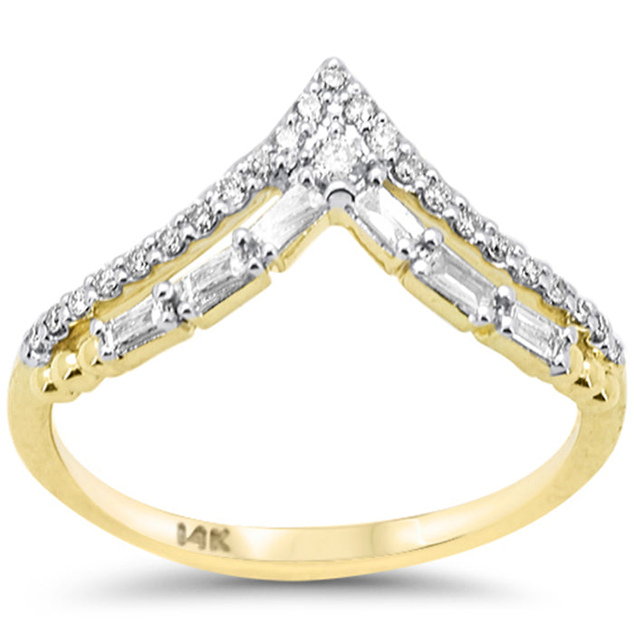 SPECIAL! .27ct G SI 14K Yellow Gold Round & Baguette Diamond Band Ring Size 6.5