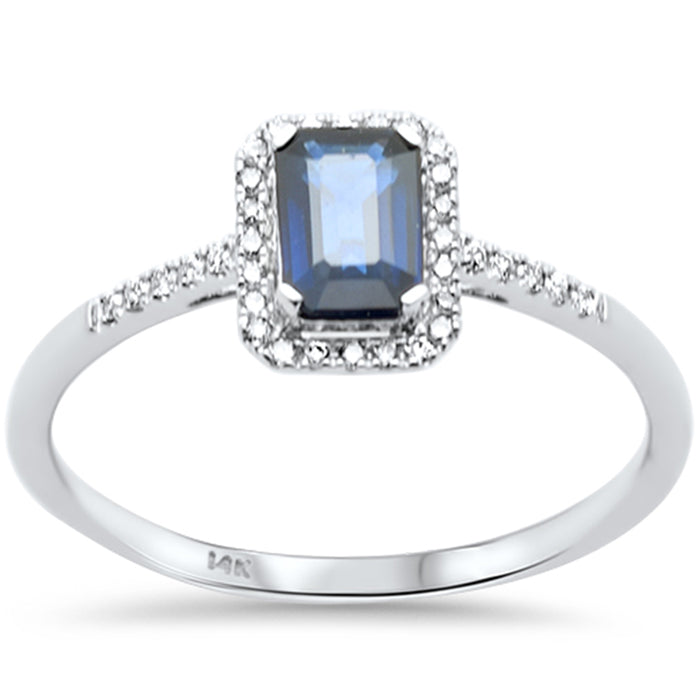 SPECIAL! .68ct G SI 14K White Gold Round Diamond & Blue Sapphire Gemstones Ring Size 6.5