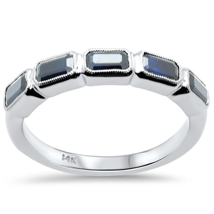 SPECIAL! 1.73ct G SI 14K White Gold 5 Stone Blue Sapphire Gemstone Band Ring Size 6.5