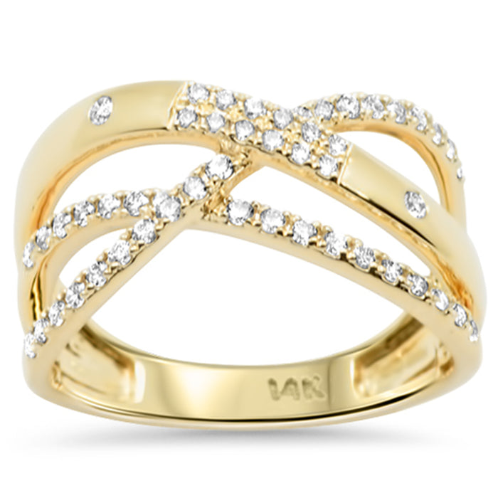 SPECIAL! .37ct G SI 14K Yellow Gold Trendy Diamond Criss Cross Band Ring Size 6.5