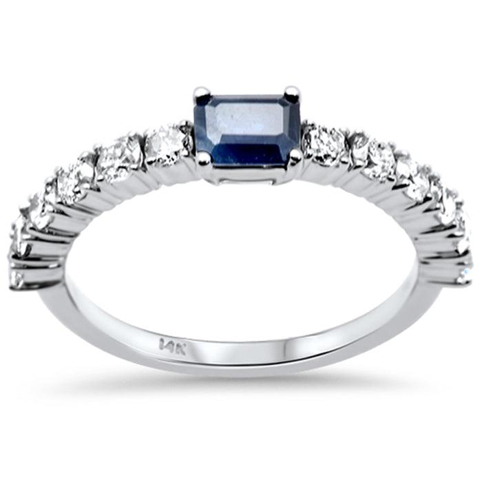 SPECIAL! 1.16ct G SI 14K White Gold Diamond & Blue Sapphire Gemstones Ring Size 6.5