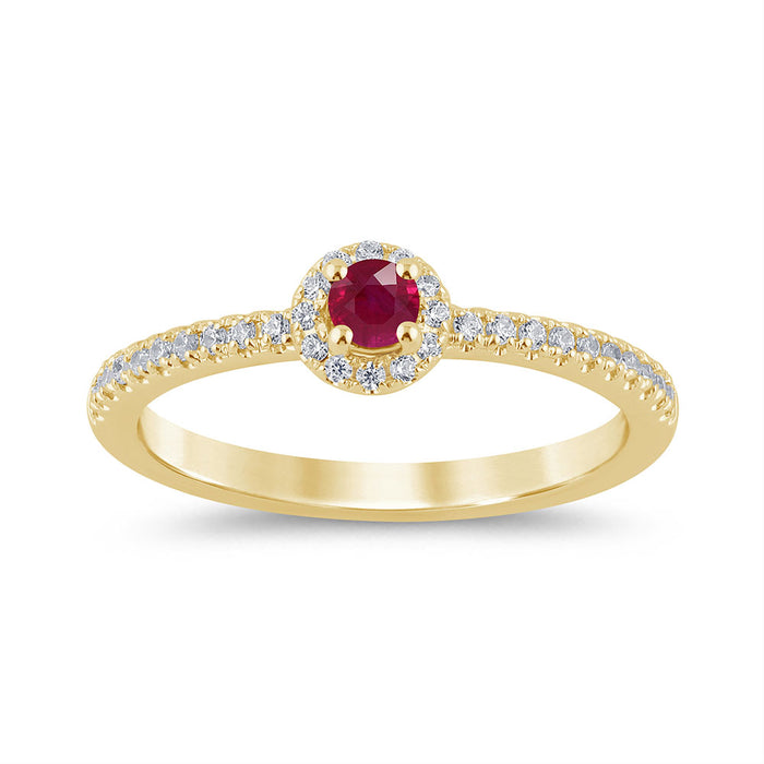 SPECIAL! .32ct G SI 14K Yellow Gold Diamond & Ruby Gemstone Ring Size 6.5
