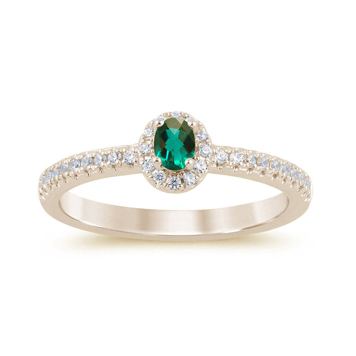 SPECIAL!.34ct G SI 14K Yellow Gold Diamond & Emerald Gemstone Ring Size 6.5