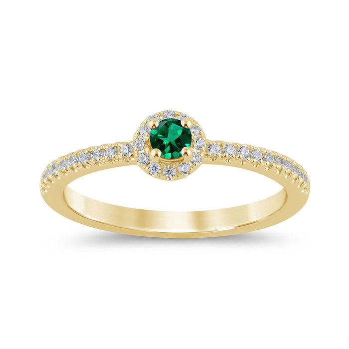 SPECIAL! .28ct G SI 14K Yellow Gold Diamond & Emerald Gemstone Ring Size 6.5