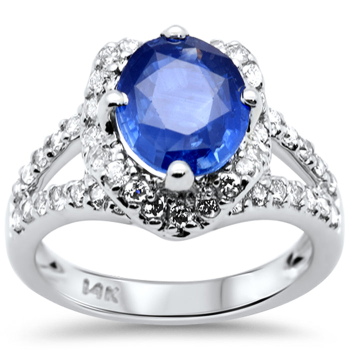 SPECIAL! 3.99ct G SI 14K White Gold Diamond & Blue Sapphire Gemstone Ring Size 6.5