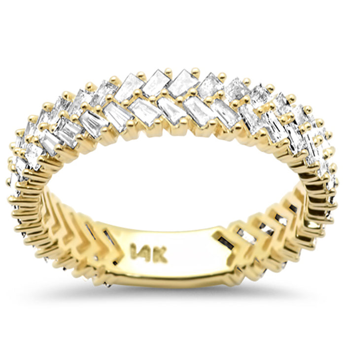 SPECIAL! .89ct G SI 14K Yellow Gold Baguette Diamond Ring Band Size 6.5