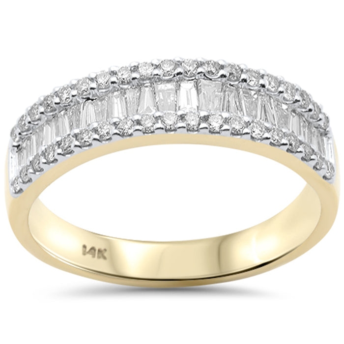 SPECIAL! 1.20ct G SI 14K Yellow Gold Round & Baguette Diamond Band Ring Size 6.5