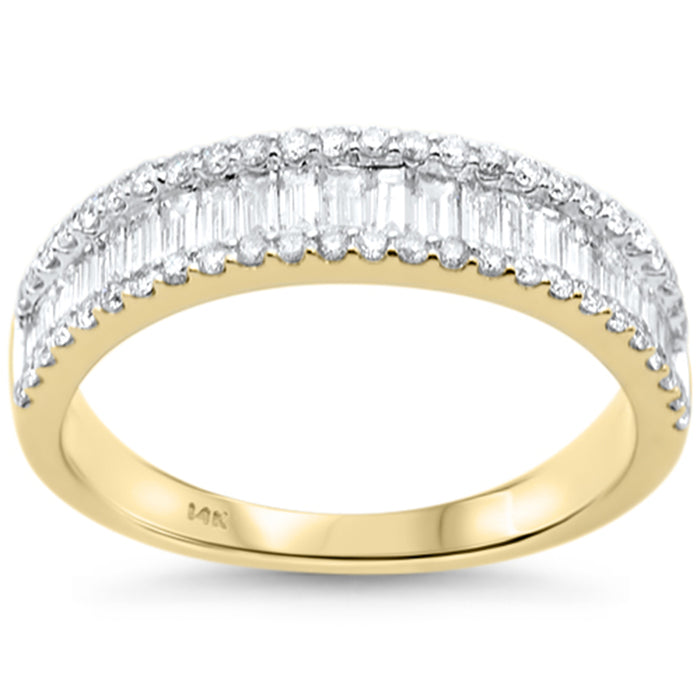 SPECIAL!1.24ct G SI 14K Yellow Gold Men's Round & Baguette Diamond Band Ring Size 10