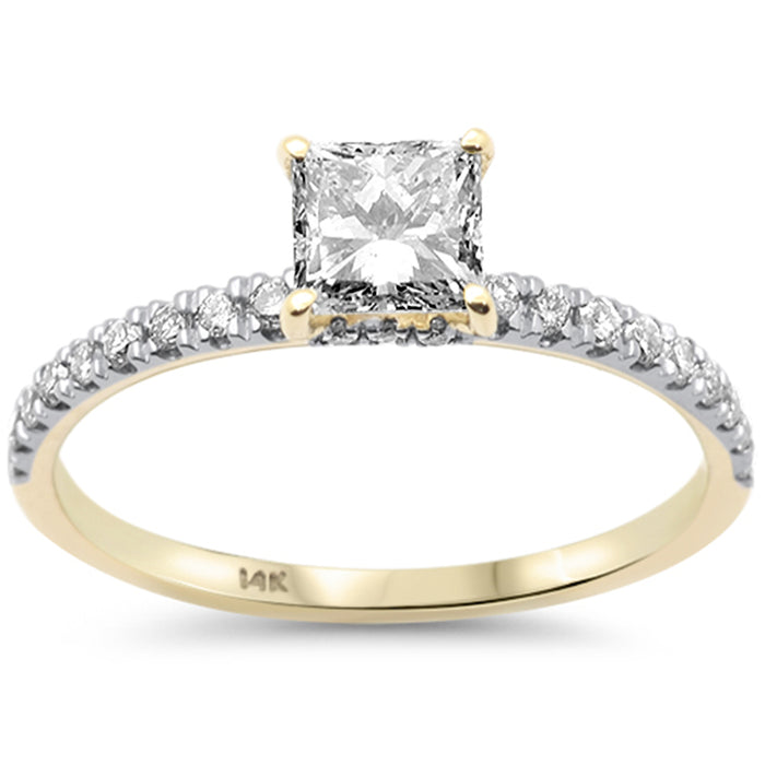 SPECIAL! .96ct G SI 14K Yellow Gold Princess Cut Diamond Engagement Ring Size 6.5