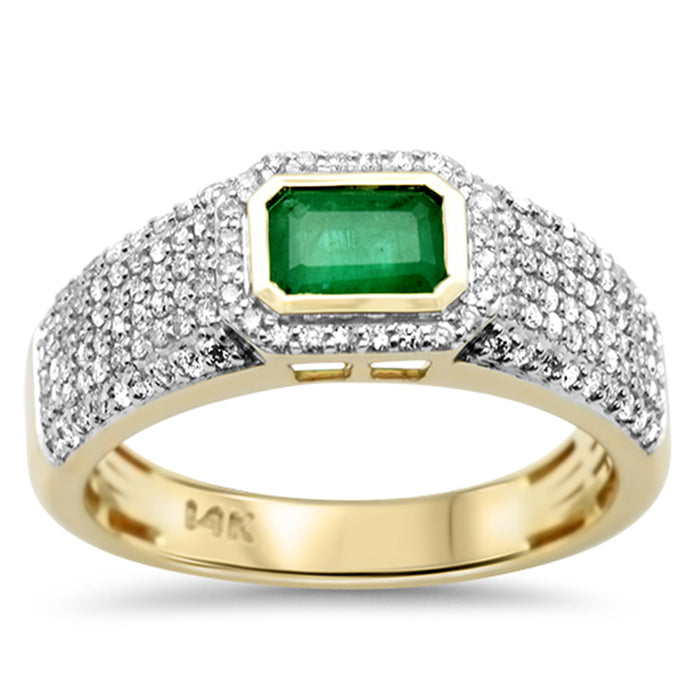SPECIAL!1.85ct G SI 14K Yellow Gold Diamond & Emerald Gemstone Band Ring Size 6.5