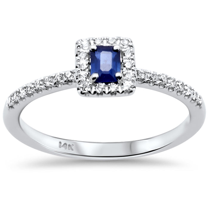 SPECIAL! .39ct G SI 14K White Gold Round Diamond & Blue Sapphire Gemstone Ring Size 6.5