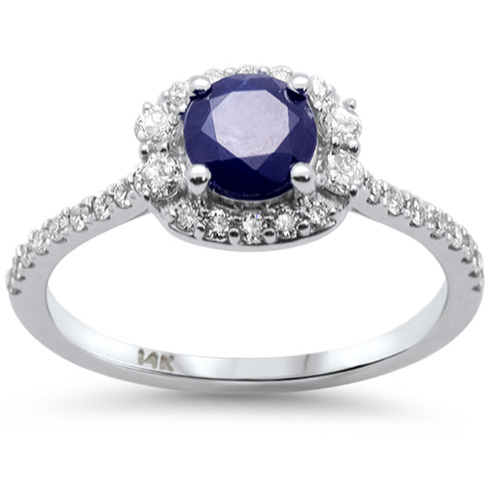 SPECIAL!1.20 G SI 14K White Gold Diamond & Blue Sapphire Gemstone Ring Size 6.5