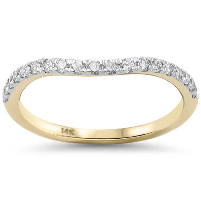 .26ct G SI 14K Yellow Gold Round Diamond Curved Wedding Band Ring Size 6.5