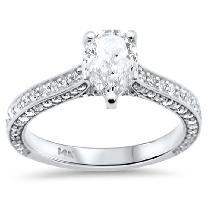 SPECIAL!1.81ct G SI 14K White Gold Pear Shape Diamond Engagement Ring Size 6.5