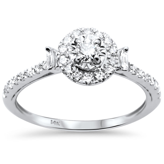 SPECIAL!.48ct G SI 14K White Gold Round & Baguette Diamond Engagement Ring Size 6.5
