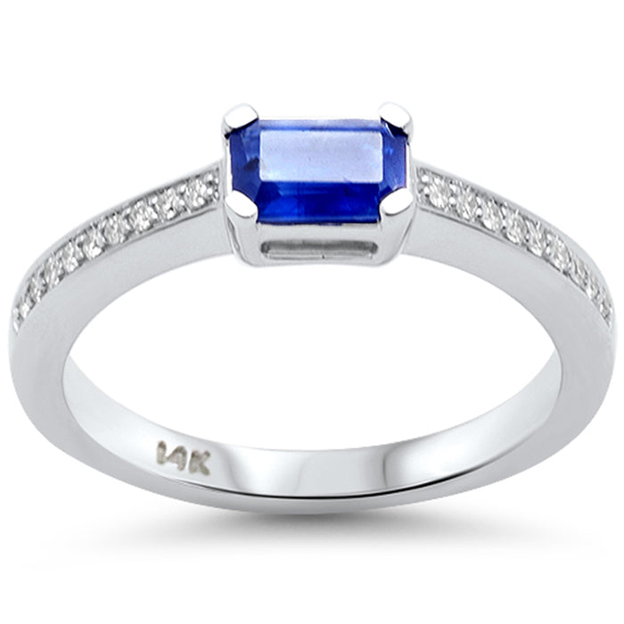 SPECIAL!.67ct G SI 14K White Gold Diamond & Blue Sapphire Gemstone Ring Size 6.5