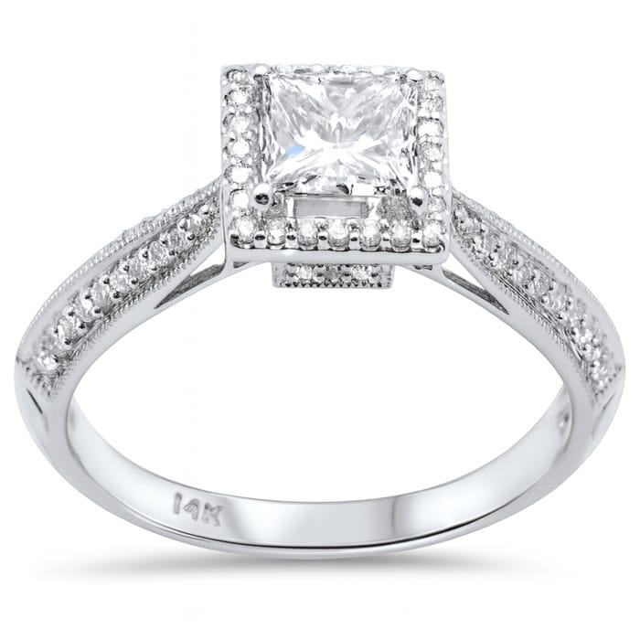 SPECIAL!.95ct G SI 14K White Gold Diamond Princess Cut Engagement Ring Size 6.5