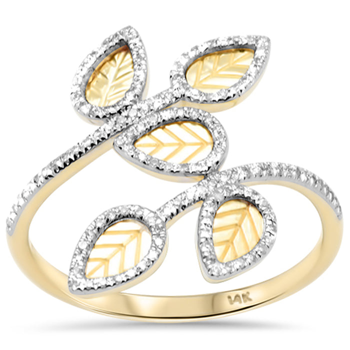 SPECIAL!.16ct G SI 14K Yellow Gold Diamond Leaf Style Ring Size 6.5