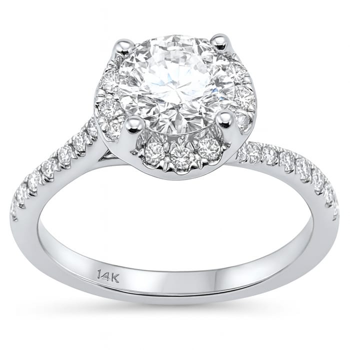 SPECIAL!1.61ct G SI 14K White Gold Diamond Round Shape Engagement Ring Size 6.5