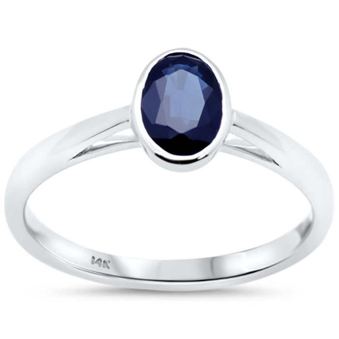 SPECIAL!.85ct G SI 14K White Gold Blue Sapphire Gemstone Solitaire Ring Size 6.5