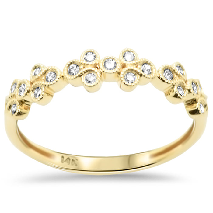 .20ct G SI 14K Yellow Gold Round Diamond Millgrain Ring Band Size 6.5