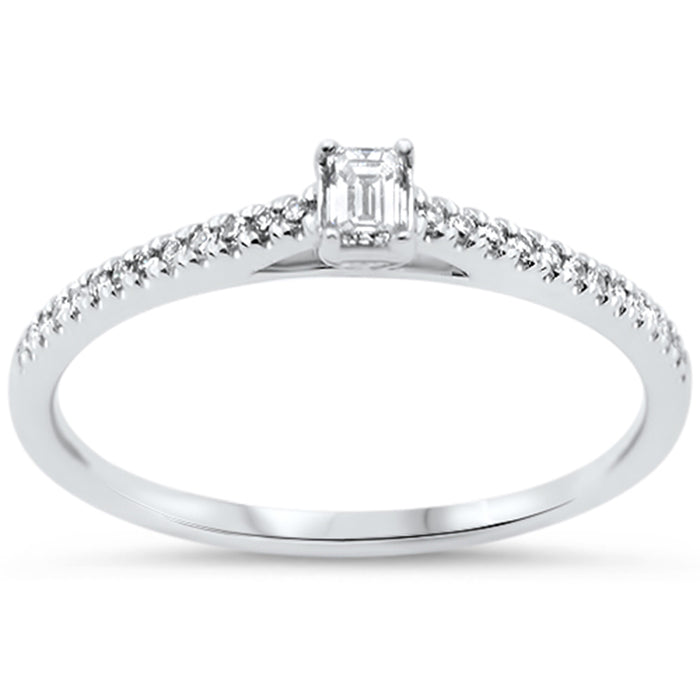 SPECIAL!.20ct G SI 14KT White Gold Emerald Cut Diamond Engagement Ring Size 7