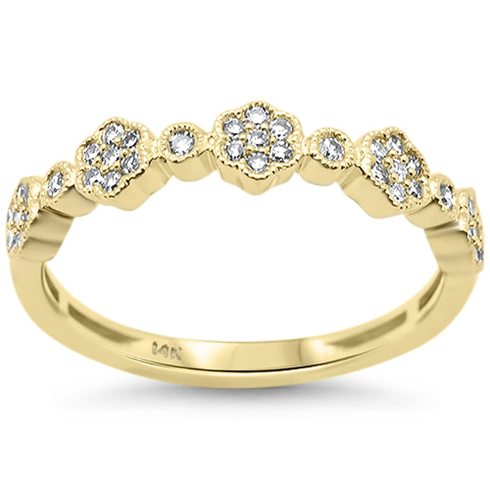 SPECIAL!.20ct G SI 14K Yellow Gold Diamond Clover Band Ring Size 6.5