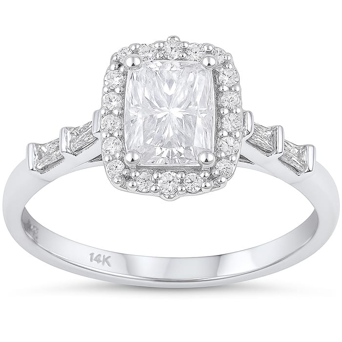 SPECIAL!.96ct G SI 14K White Gold Radiant Cut Diamond Engagement Ring Size 6.5
