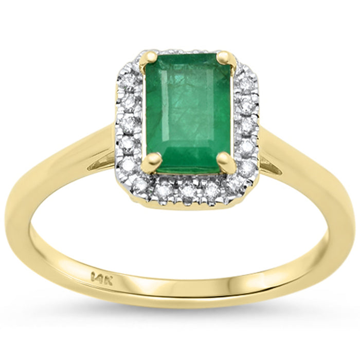 SPECIAL! .96ct G SI 14K Yellow Gold Diamond & Emerald Gemstone Ring Size 6.5