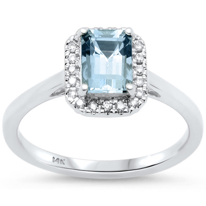 SPECIAL! 1.12ct G SI 14K White Gold Diamond & Aquamarine Gemstone Ring Size 6.5