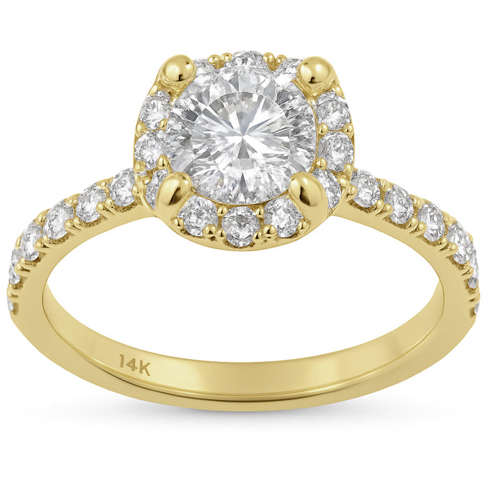 SPECIAL! 1.72ct G SI 14K Yellow Gold Diamond & Round Cut Engagement Ring Size 6.5