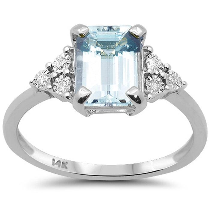 SPECIAL! 1.24ct G SI 14K White Gold Aquamarine & Diamond Ring Size 6.5