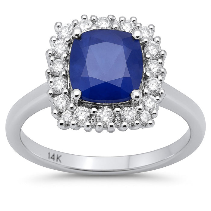 SPECIAL! 2.47ct G SI 14K White Gold Diamond & Blue Sapphire Gemstone Ring Size 6.5