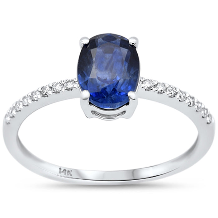SPECIAL! 1.75ct G SI 14K White Gold Diamond & Blue Sapphire Gemstone Ring Size 6.5