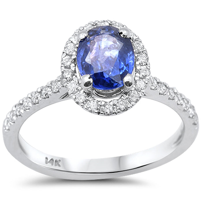 SPECIAL! 1.92ct G SI 14K White Gold Diamond & Blue Sapphire Gemstone Ring Size 6.5