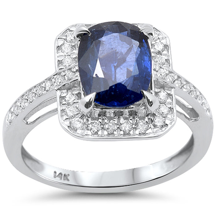 SPECIAL! 2.64ct G SI 14K White Gold Diamond & Blue Sapphire Gemstone Ring Size 6.5