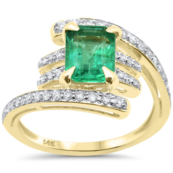 SPECIAL! 1.85ct G SI 14K Yellow Gold Diamond & Emerald Gemstone Ring Size 6.5