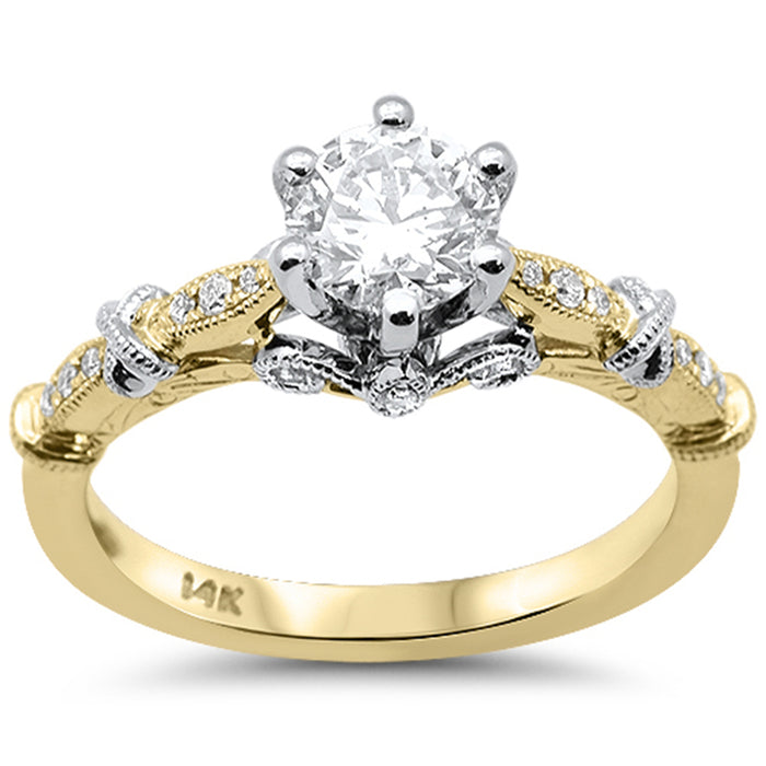 SPECIAL! 1.01ct G SI 14K Two Tone Diamond Round Diamond Engagement Ring Size 6.5