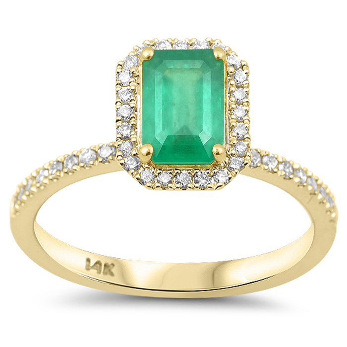 SPECIAL! 1.08ct G SI 14K Yellow Gold Diamond & Emerald Gemstone Ring Size 6.5